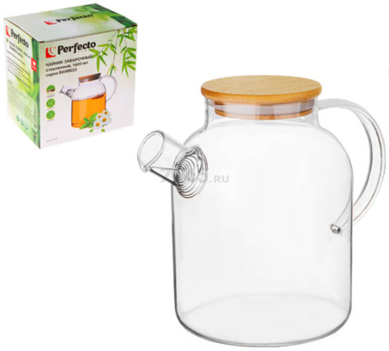 Заварочный чайник стеклянный PERFECTO LINEA Bamboo 1,6 л (38-160007)