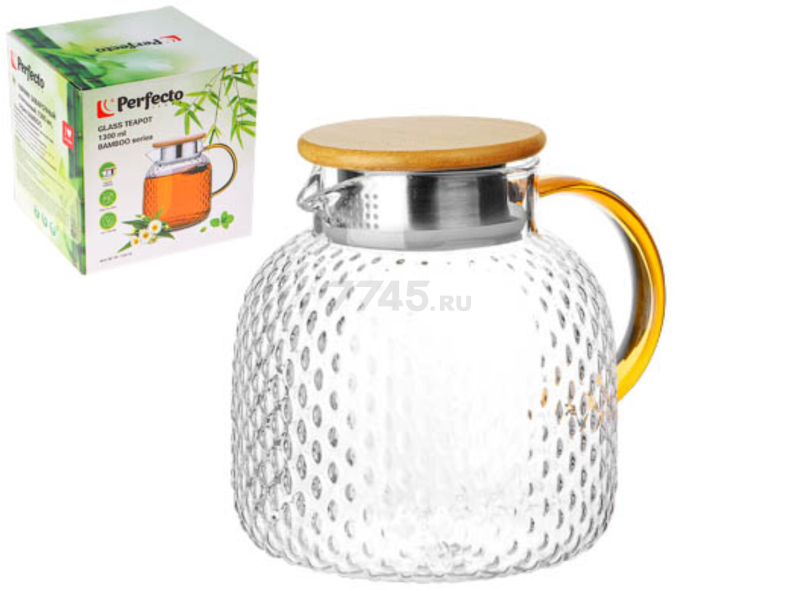 Заварочный чайник стеклянный PERFECTO LINEA Bamboo 1,3 л (38-130018)
