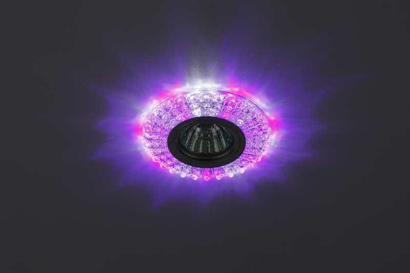 Точечный светильник под лампу GU5.3 с LED подсветкой ЭРА DK LD2 SL/WH+PU прозрачный (Б0019198) - Фото 3