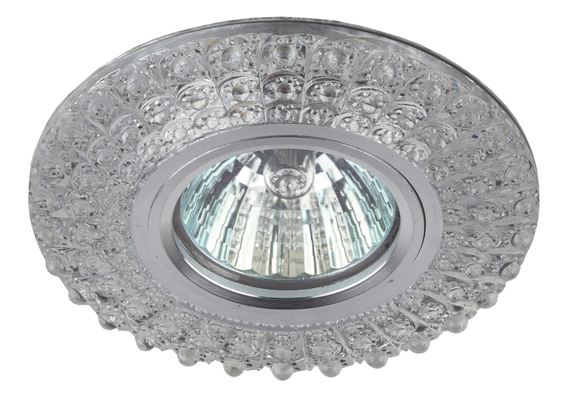 Точечный светильник под лампу GU5.3 с LED подсветкой ЭРА DK LD2 SL/WH+PU прозрачный (Б0019198)