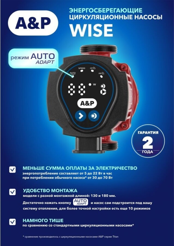 Насос циркуляционный A&P Wise-25/60-130 (AP118W012) - Фото 15