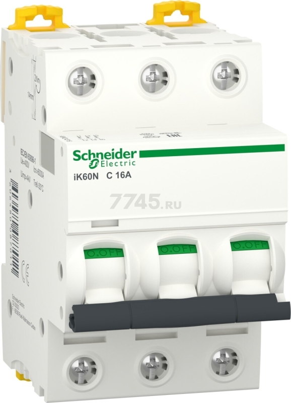 Автоматический выключатель SCHNEIDER ELECTRIC Acti9 iК60N 3P 16А С 6 кА (A9К24316)