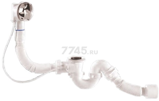Сифон для ванны D70 с выпуском и переливом с гибкой трубой 40х40/50 BAKIMAY (0100101006)
