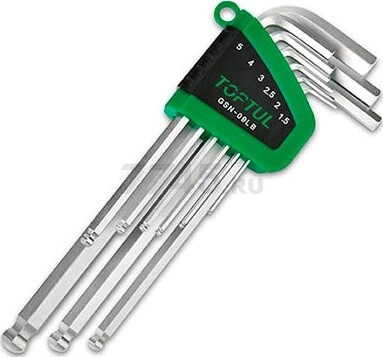 Набор ключей шестигранных 1,5-10 мм 9 предметов длинных TOPTUL (GSN-09LB)