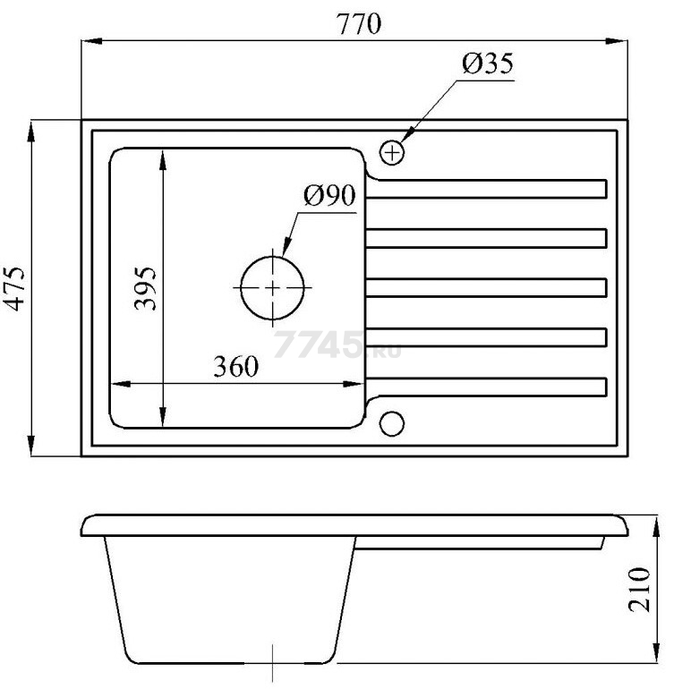 Мойка из искусственного камня AV ENGINEERING Art черный (AV770490ABKA) - Фото 17