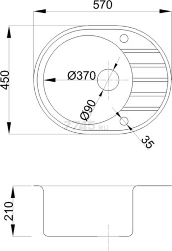 Мойка из искусственного камня AV ENGINEERING Rio песочный (AV580450RSNA) - Фото 7