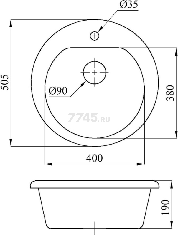 Мойка из искусственного камня AV ENGINEERING Gold черный (AV510000GBKA) - Фото 7