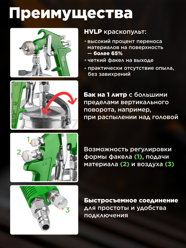 Краскопульт пневматический ECO SG-5000 (EC1533-17) - Фото 3