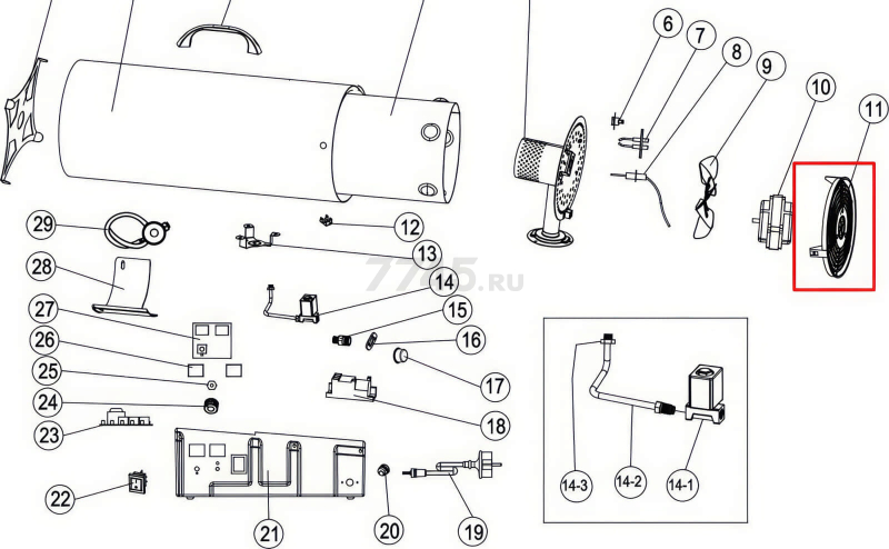 Крышка задняя для пушки тепловой ECOTERM GHD-50T (BGA2201-50-11)