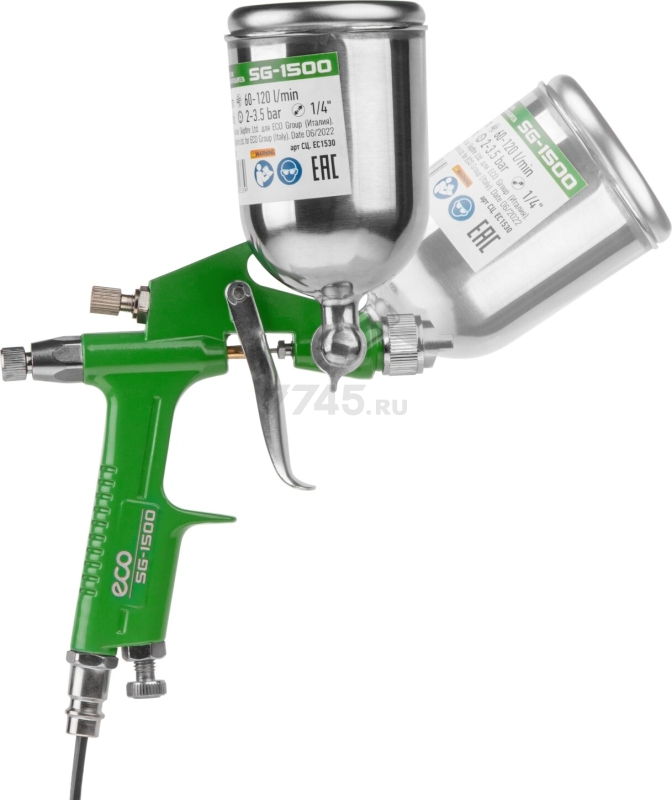 Краскопульт пневматический ECO SG-1500 (EC1530-10) - Фото 7