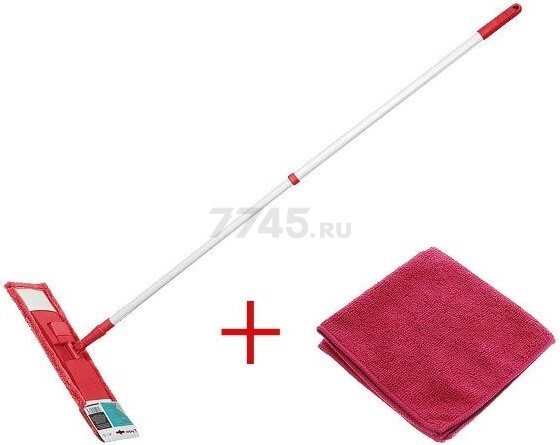 Швабра для пола PERFECTO LINEA с насадкой из микрофибры бордовая (43-392021) - Фото 10