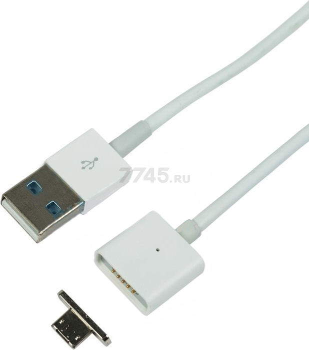 Кабель REXANT microUSB магнитный со съемным штекером 1 м белый (18-0011-9)