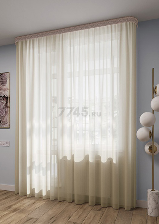 Тюль LEGRAND Вуаль шелк с утяжелителем 200х260 см молочный - Фото 2