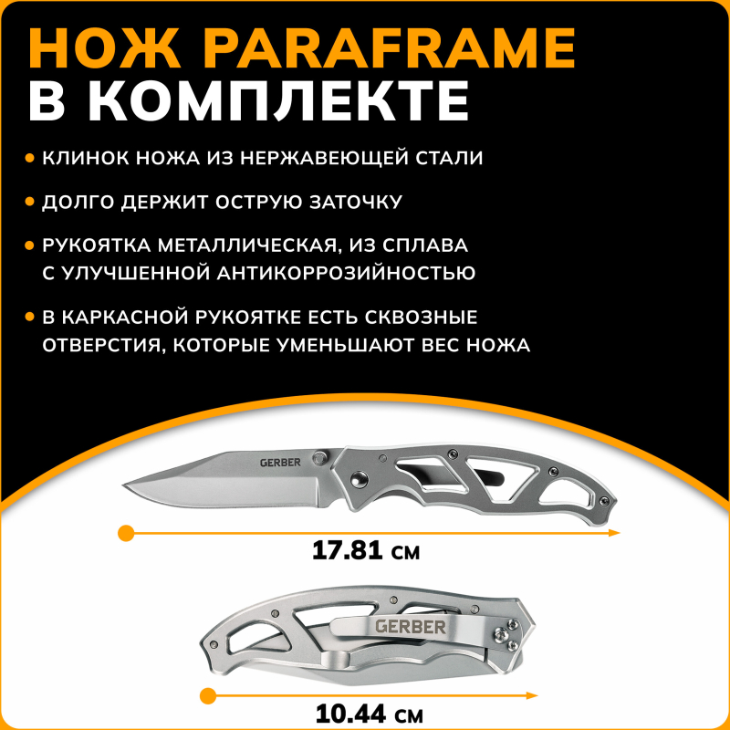 Комплект топор универсальный 0,65 кг FISKARS A6 и нож Paraframe (1057911) - Фото 7