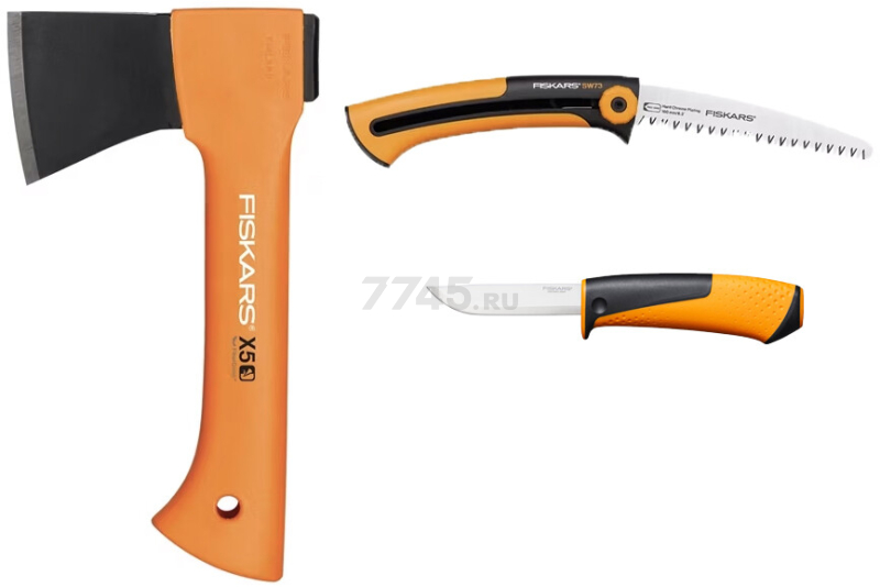 Набор инструмента (топор туристический X5 + нож + пила SW73) FISKARS (1057912) - Фото 10