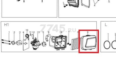 Крышка корпуса фильтра воздушного для газонокосилки GUNTER LMB-420, 480SV (Y7860000000)