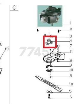 Ступица ножа для газонокосилки GUNTER LMB-530SV (G34AWX00000)