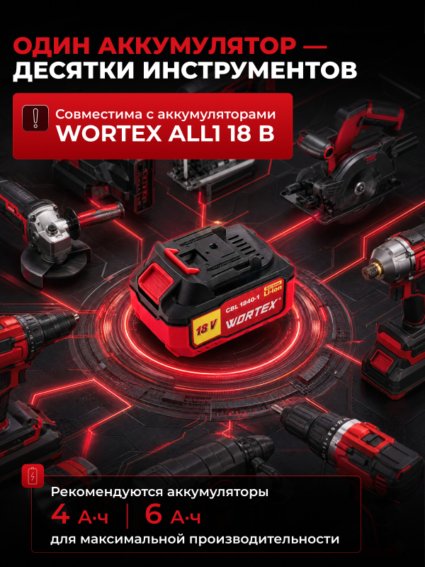 Пила цепная аккумуляторная WORTEX CEC 3018 XLT SOLO (0333223) - Фото 8