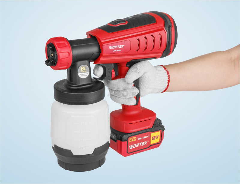 Краскораспылитель аккумуляторный WORTEX CPS 1808 XLT SOLO (0333263) - Фото 18