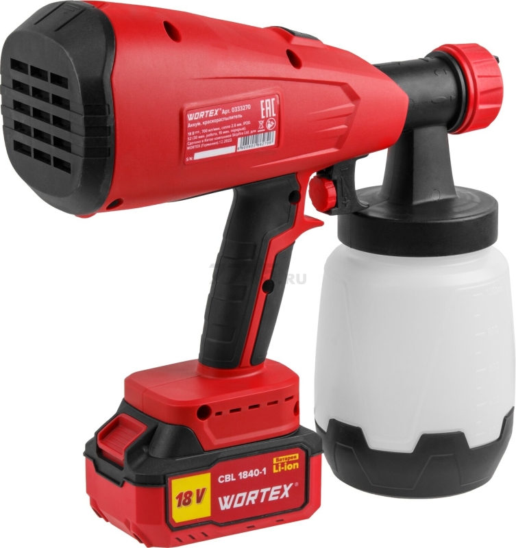 Краскораспылитель аккумуляторный WORTEX CPS 1810 XLT SET (0333270) - Фото 13