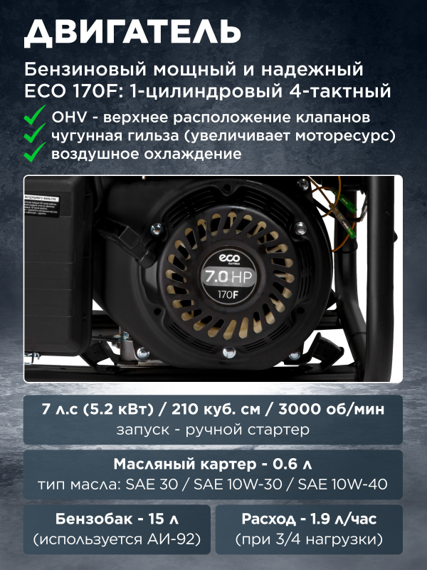 Генератор бензиновый ECO PE-4001RS Black Edition (EC1565-1) - Фото 4