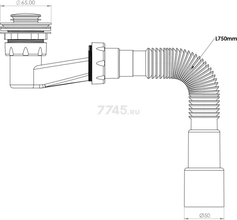 Сифон для душевого поддона D65 мм AV ENGINEERING (AVE129724) - Фото 2