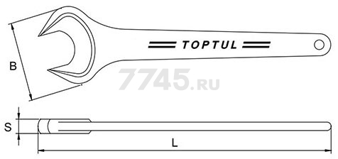 Ключ ударно-силовой рожковый 17 мм TOPTUL (AAAT1717) - Фото 2