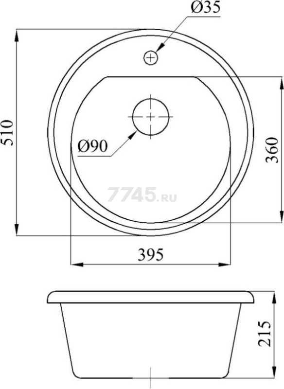 Мойка из искусственного камня AV ENGINEERING Richi черный (AV510510RBKA) - Фото 17