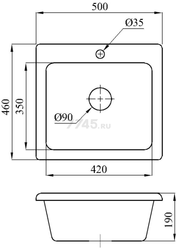 Мойка из искусственного камня AV ENGINEERING Solo песочный (AV500460SSNA) - Фото 17