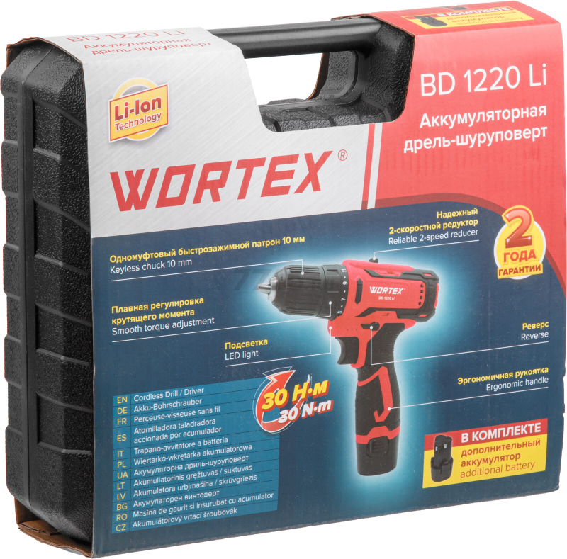 Дрель-шуруповерт аккумуляторная WORTEX BD 1220 Li (1329356) - Фото 22