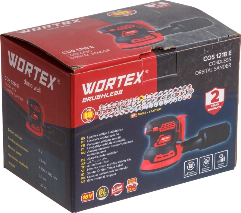 Шлифмашина эксцентриковая (орбитальная) аккумуляторная WORTEX COS 1218 E XLT SOLO (1334402) - Фото 16
