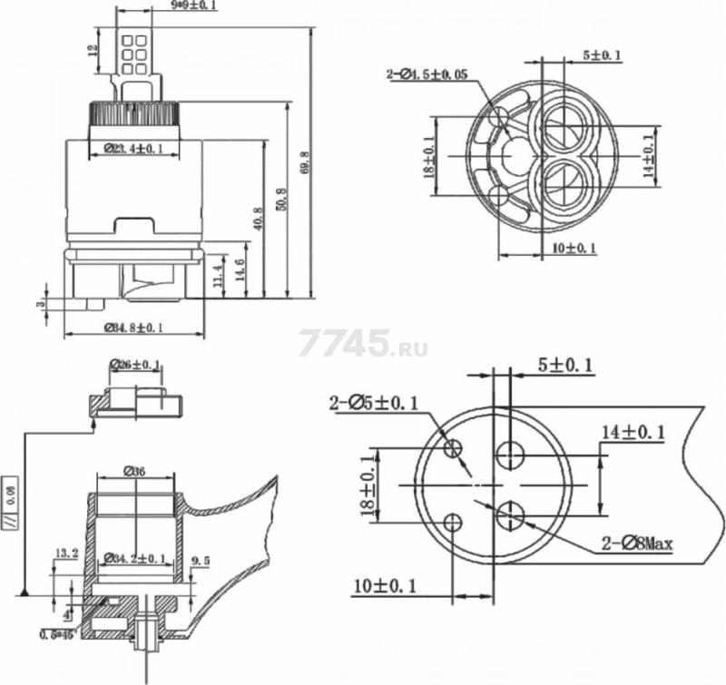 Картридж для смесителя D35 AV ENGINEERING тип C-S (AVSSS-090S) - Фото 3
