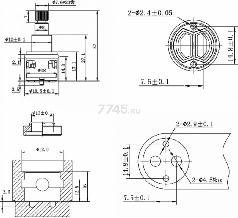 Картридж для дивертора D18 AV ENGINEERING тип E (AVSSS-093) - Фото 3