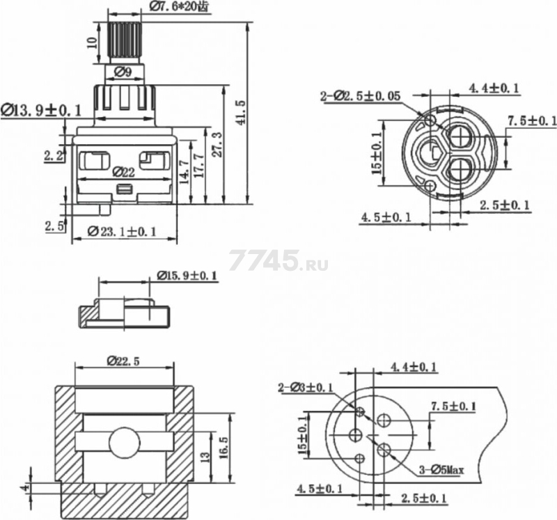 Картридж для дивертора D22 AV ENGINEERING тип G (AVSSS-097) - Фото 3