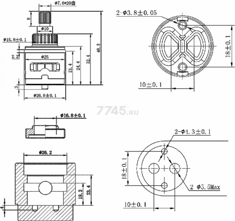 Картридж для дивертора D25 AV ENGINEERING тип E (AVSSS-095) - Фото 3
