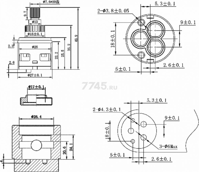 Картридж для дивертора D26 AV ENGINEERING тип F (AVSSS-098) - Фото 3