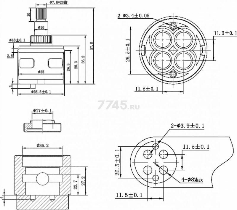 Картридж для дивертора D35 AV ENGINEERING тип F (AVSSS-101) - Фото 3