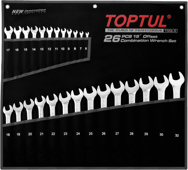 Набор ключей комбинированных 6-32 мм 26 предметов TOPTUL (GPAB2602) - Фото 4