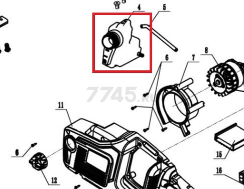 Бак масляный для пилы цепной WORTEX CEC3536 (CS3602-04)