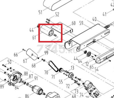 Ролик-шкив ведущий для точильного станка WORTEX GM1528 (MM491GL-61)
