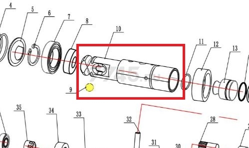 Ствол в сборе для перфоратора WORTEX CRH1810 (YN-5018-01-23)