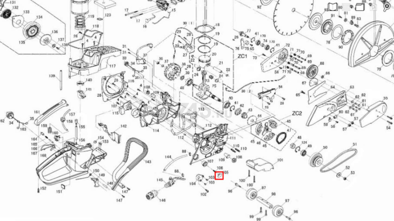 Крышка амортизатора короткого для бензореза BIM GC 3540 (YD3800-27213)