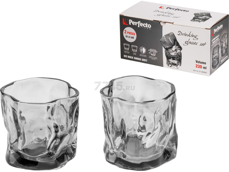 Набор стаканов PERFECTO LINEA Ice Rock Smoke Grey 230 мл 2 штуки (31-290400) - Фото 6