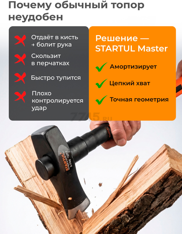 Топор-колун 2,7 кг STARTUL Master (ST2028-27) - Фото 2