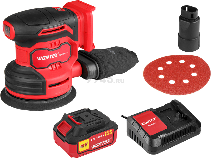 Шлифмашина эксцентриковая (орбитальная) аккумуляторная WORTEX COS 1218-1 E XLT SET (1333436) - Фото 11