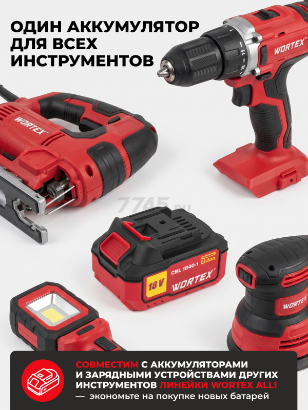 Шлифмашина эксцентриковая (орбитальная) аккумуляторная WORTEX COS 1218-1 E XLT SET (1333436) - Фото 10