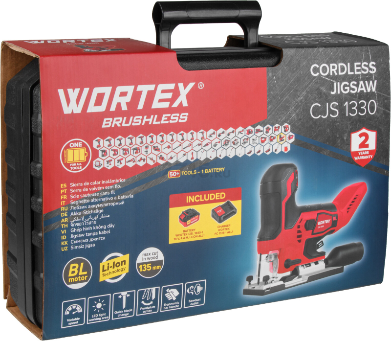 Лобзик аккумуляторный WORTEX CJS 1330 XLT SET (1325401) - Фото 15