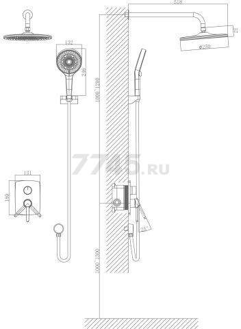 Душевая стойка A-FIVE серия Lotus хром (А5-0557) - Фото 14