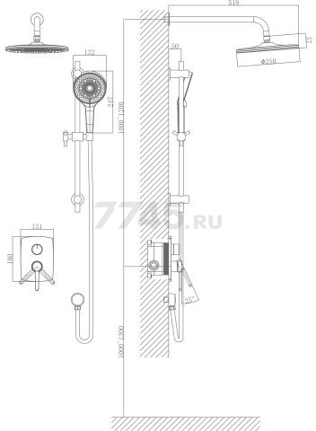 Душевая стойка A-FIVE серия Lotus черный (А5-0657) - Фото 13
