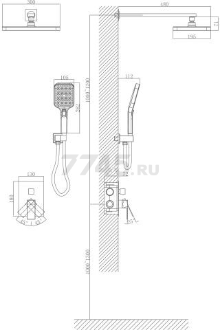 Душевая стойка A-FIVE серия Lily черный (А5-1257) - Фото 2